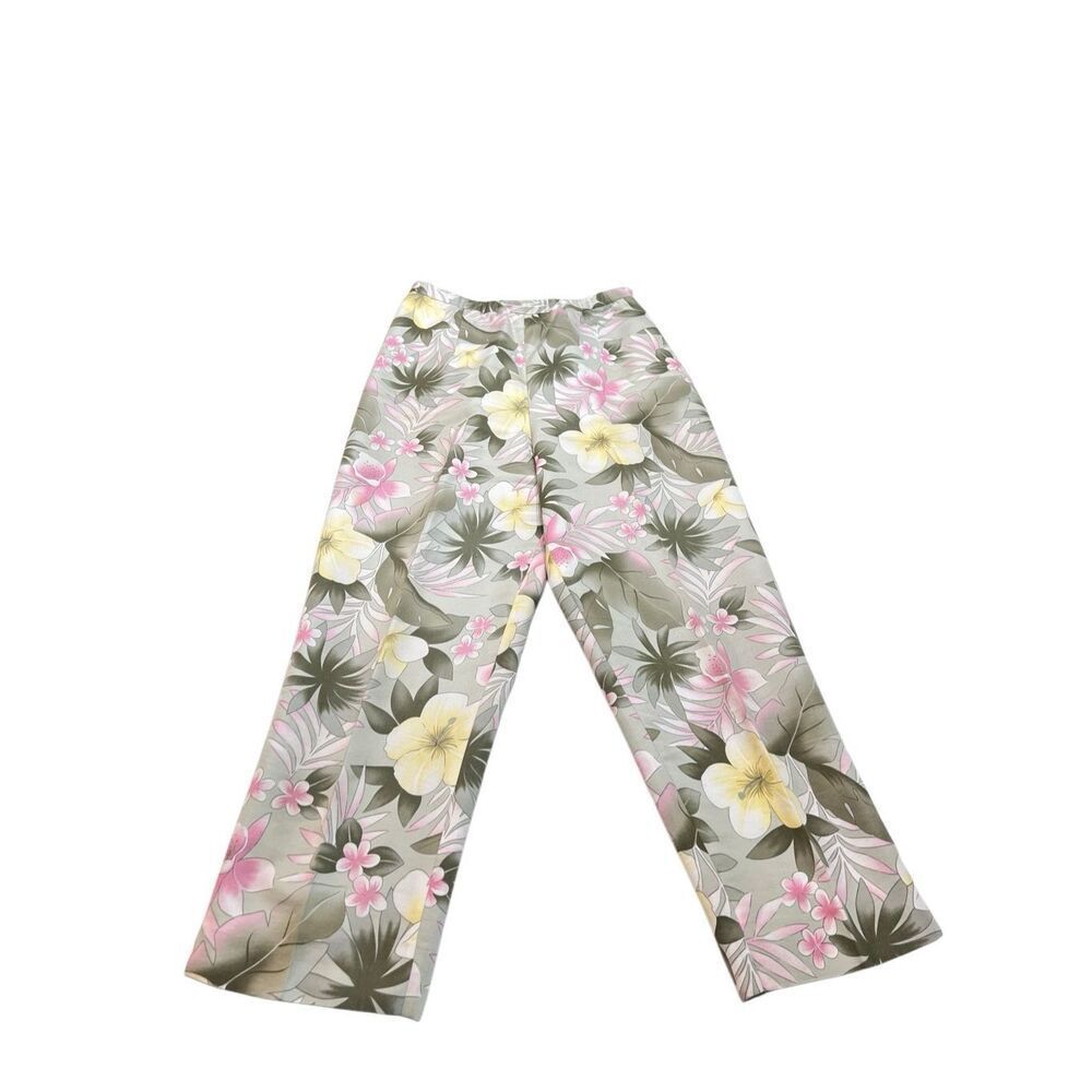 Pendleton Womens Floral High Rise Silk Cotton Blend Crop Pants Green Multi Sz 4P